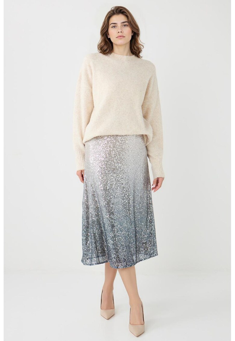 Fusta midi stralucitoare cu paiete - Gri/Argintiu
