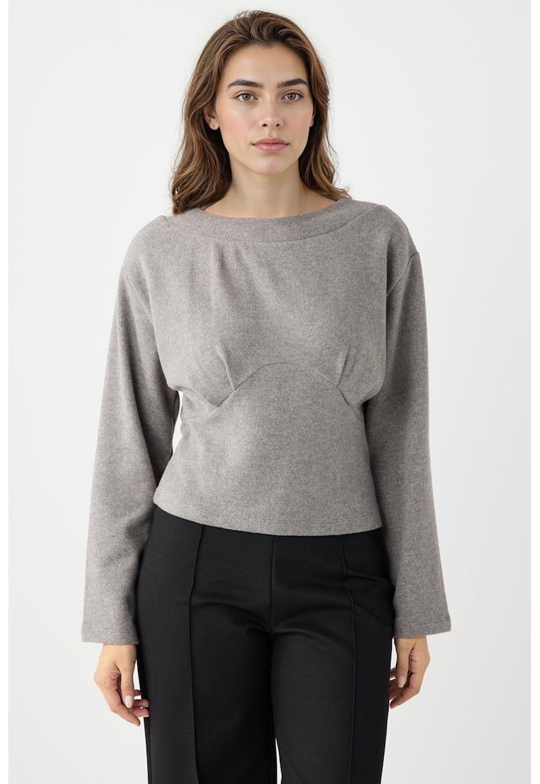 Bluza cu maneci cazute - Gri melange