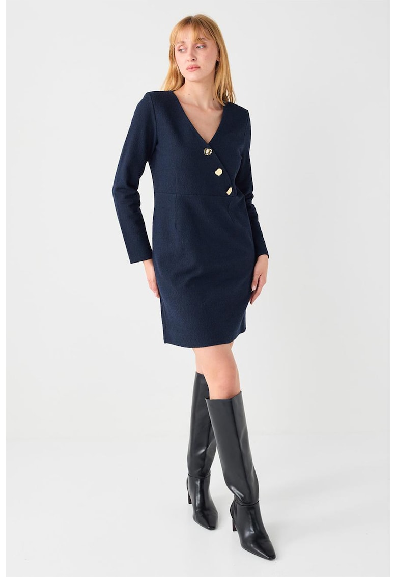 Rochie mini cu decolteu in V - Bleumarin