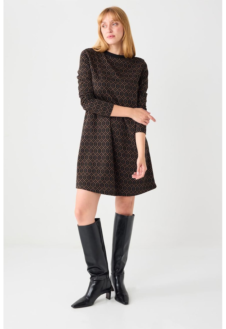 Rochie scurta dreapta - Negru/Maro