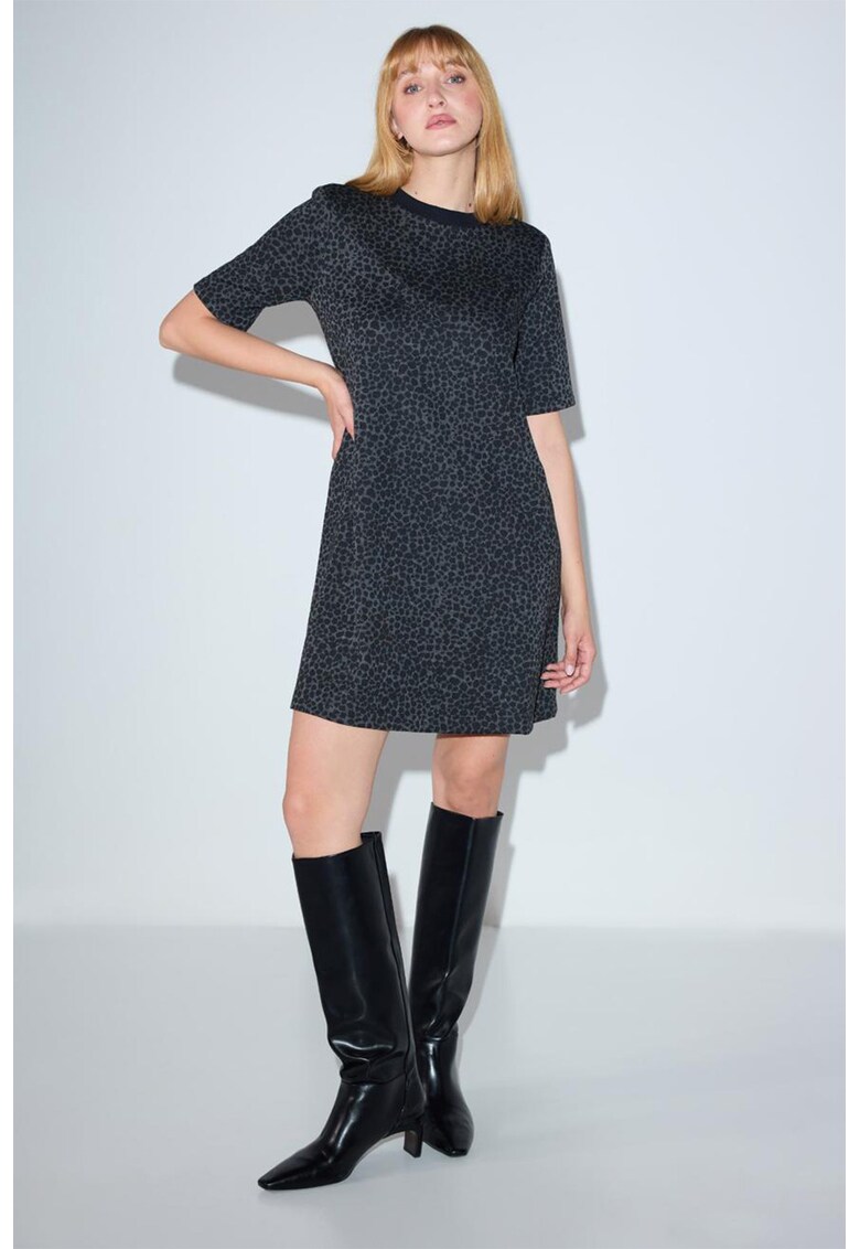 Rochie scurta dreapta - Negru/Maro