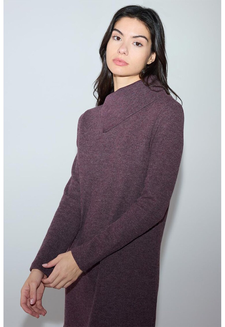 Rochie din amestec de bumbac cu maneci lungi - Violet