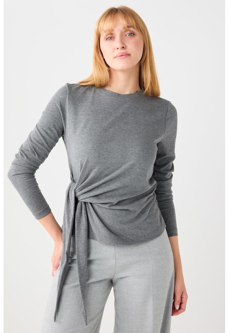 Bluza cu detaliu innodat - Gri melange