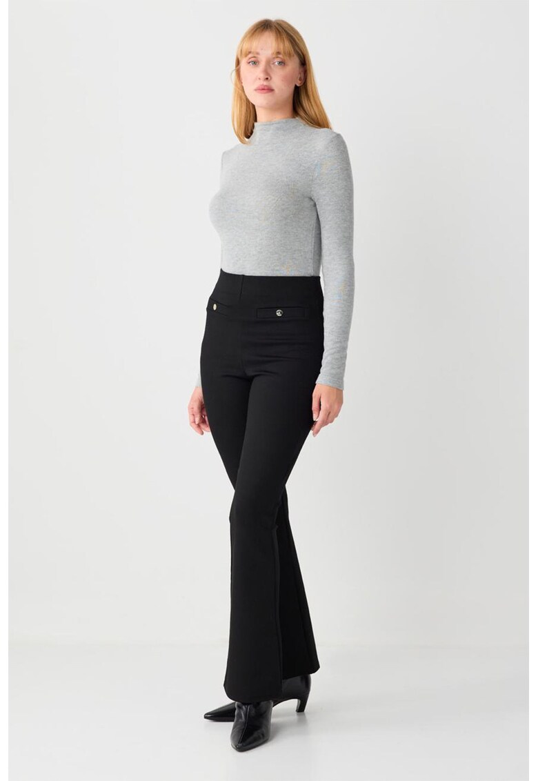 Pantaloni bootcut cu talie inalta - Negru