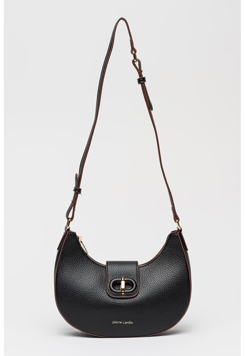 Geanta de piele ecologica cu bareta - Negru