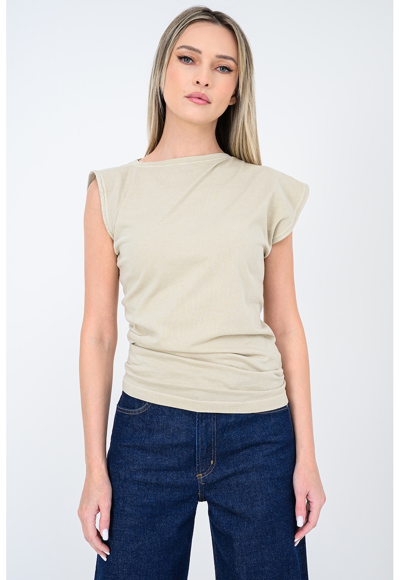 Tricou uni de bumbac - Bej deschis