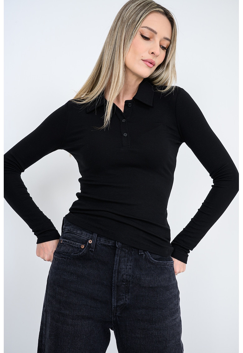Bluza polo slim fit Amos - Negru