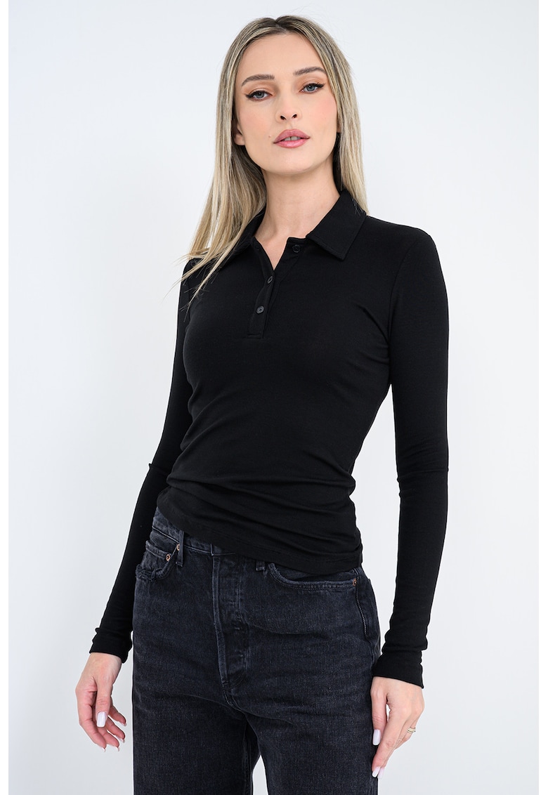 Bluza polo slim fit Amos - Negru