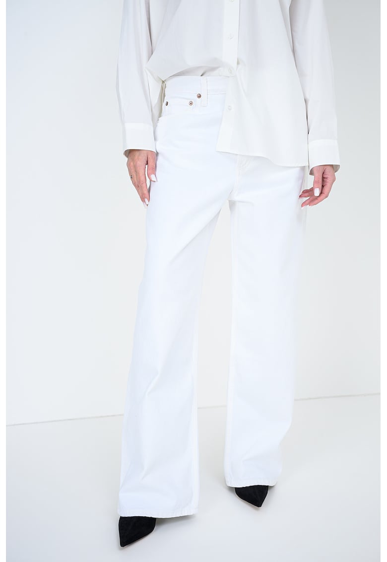 Blugi relaxed fit cu talie inalta Low - Alb