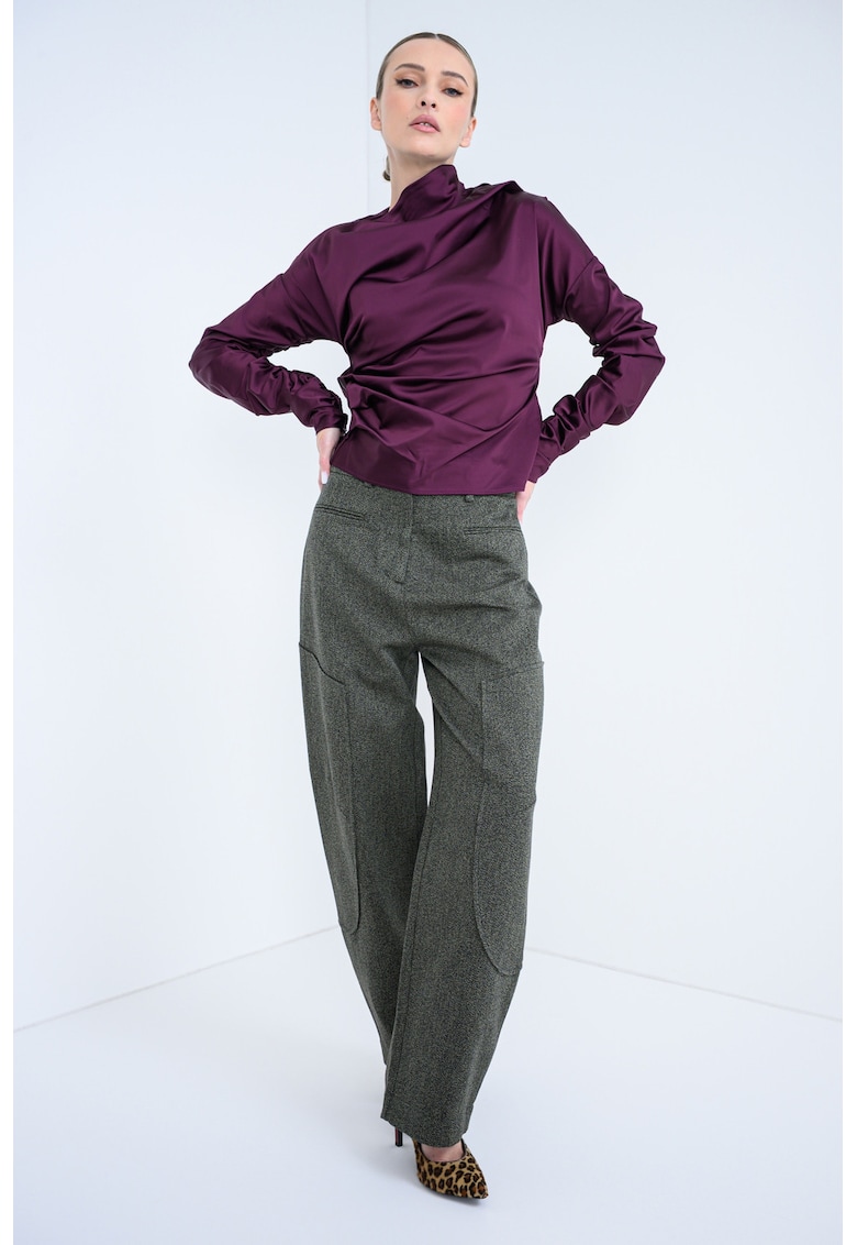 Pantaloni cargo cu croiala conica - Verde pal