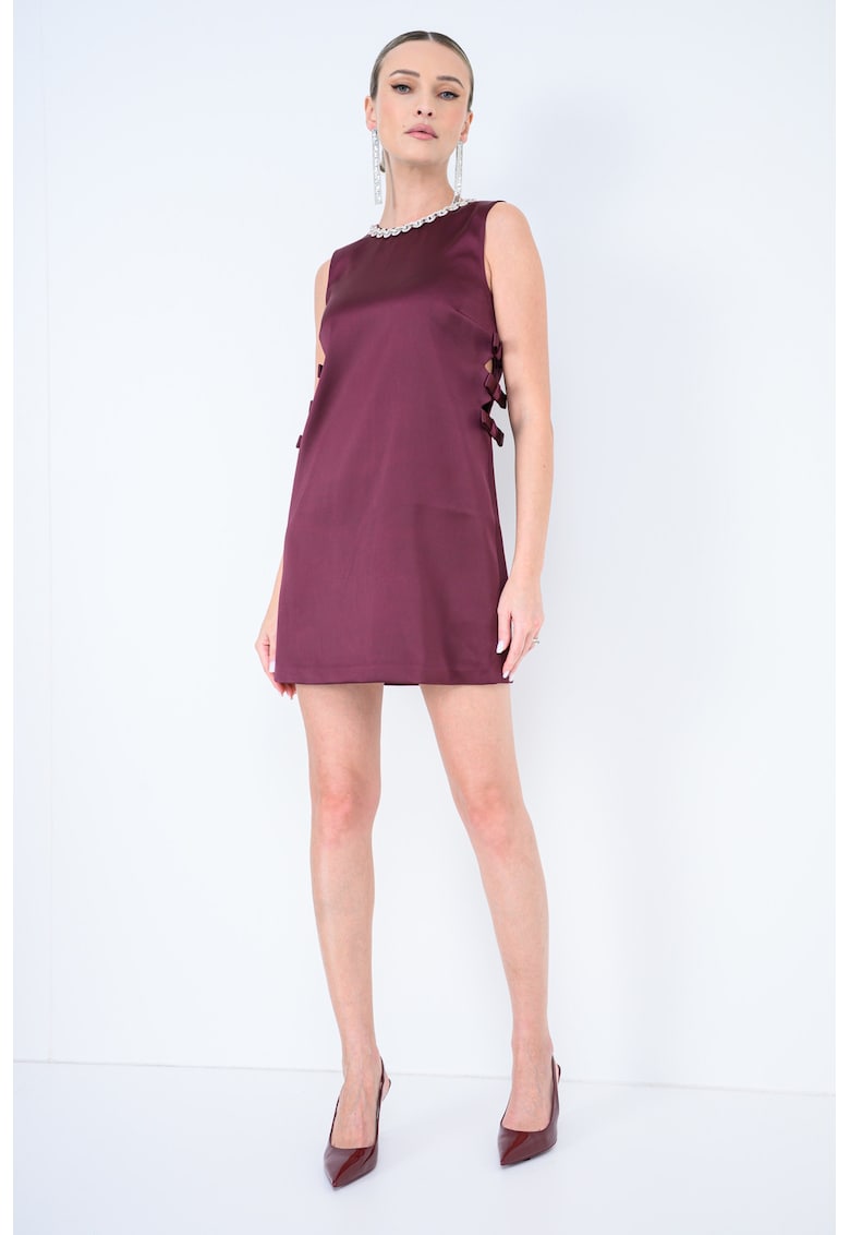 Rochie din satin cu decupaje laterale - Violet tyrian