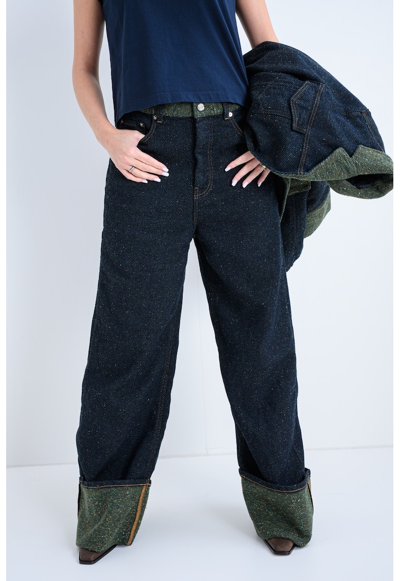 Blugi relaxed-fit cu nopeuri multicolore - Verde pal/Bleumarin