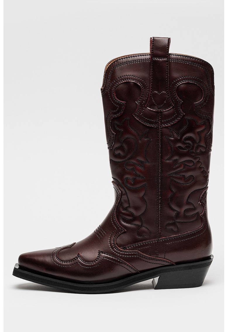 Cizme cowboy din piele ecologica - Visiniu