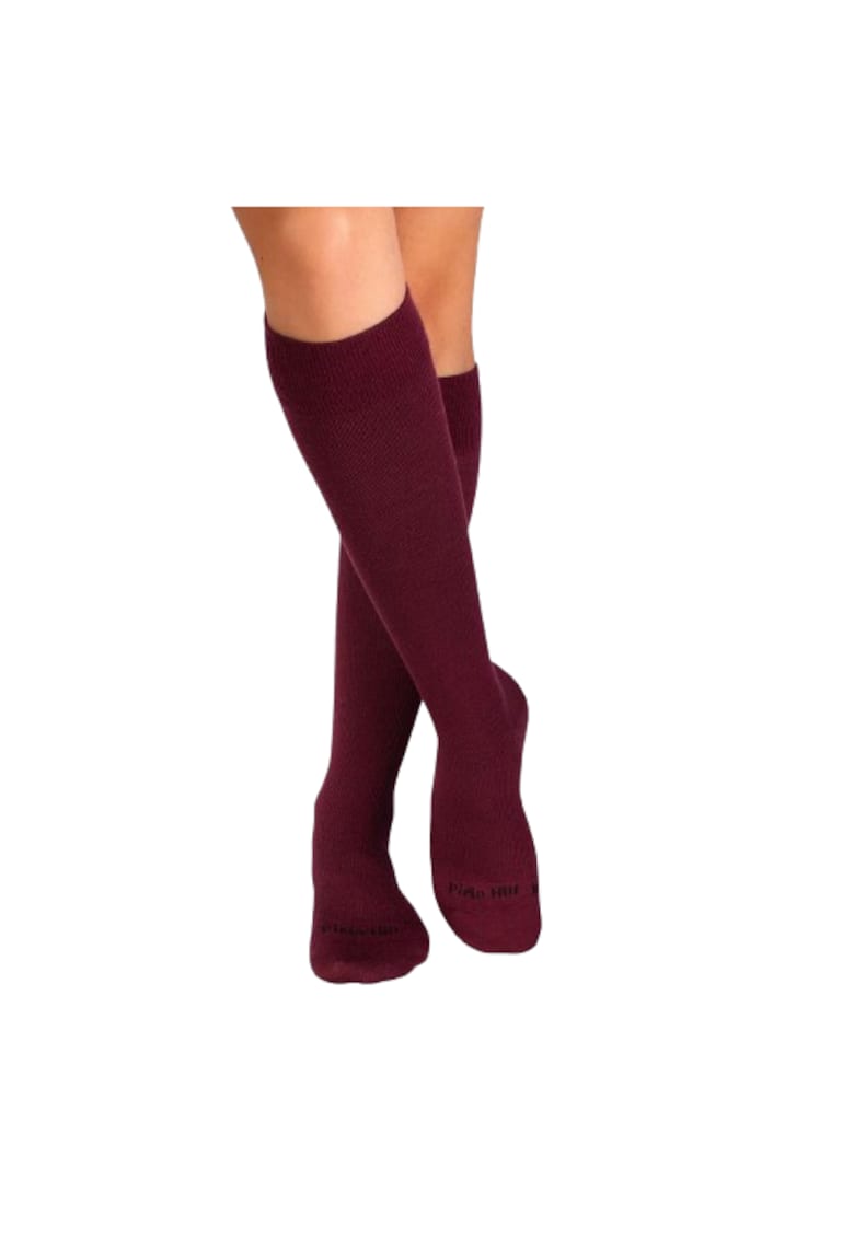 Sosete lungi compresive 3/4 din Lana Merinos Visiniu