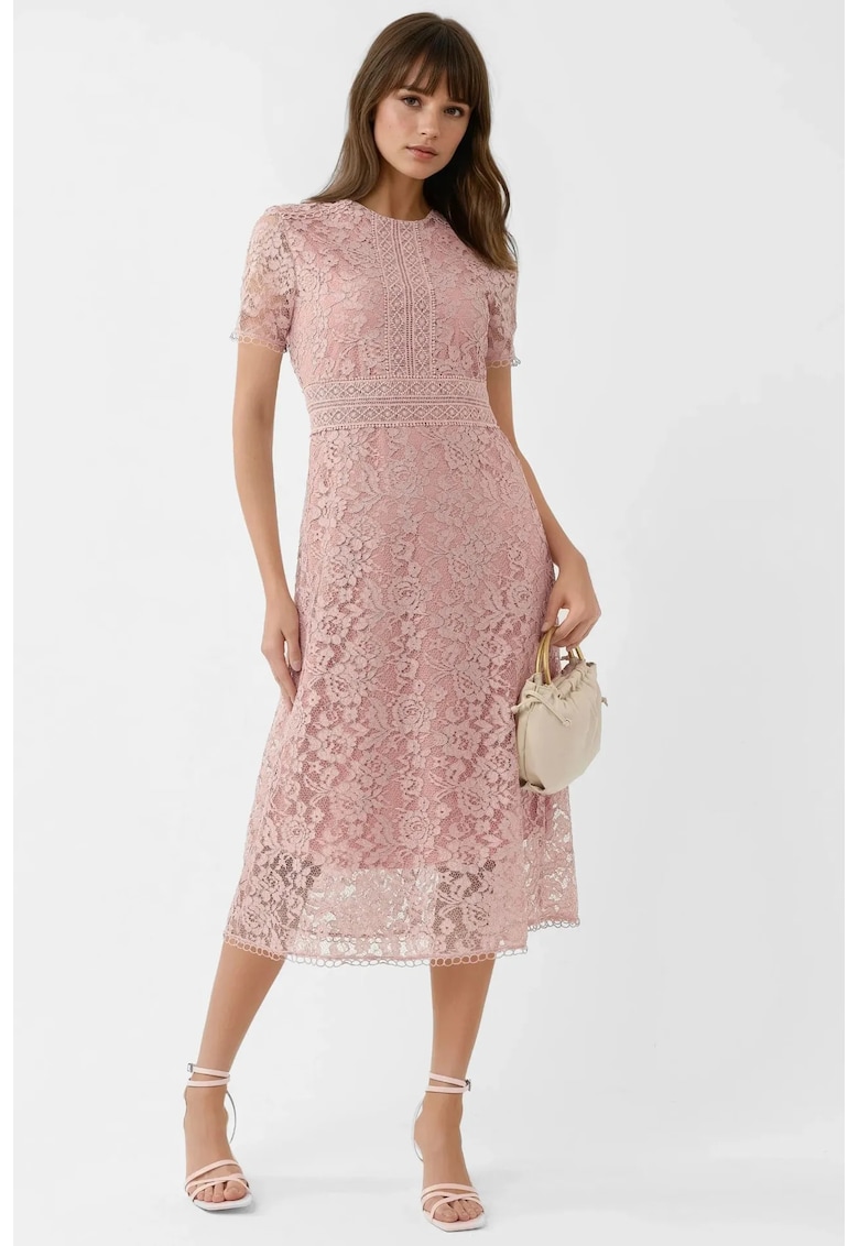 Rochie Midi A-Line Dantela - Roz aprins - Femei