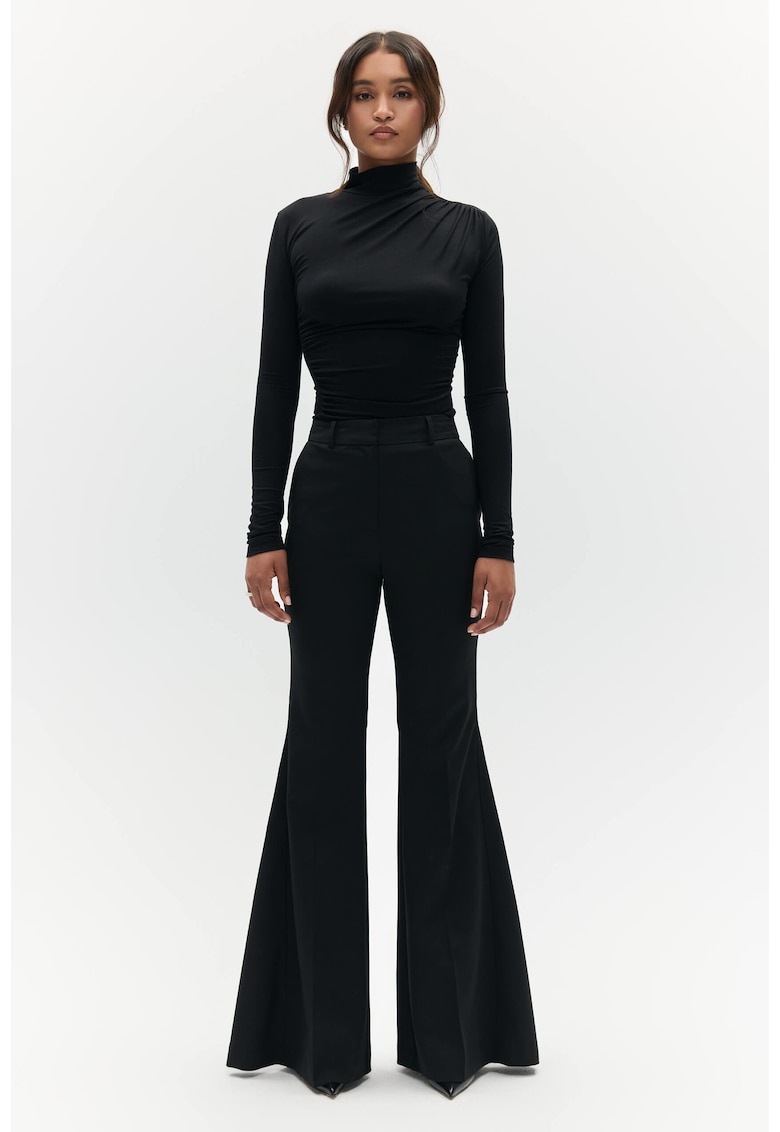 Pantaloni evazati de dama Negru stil costum
