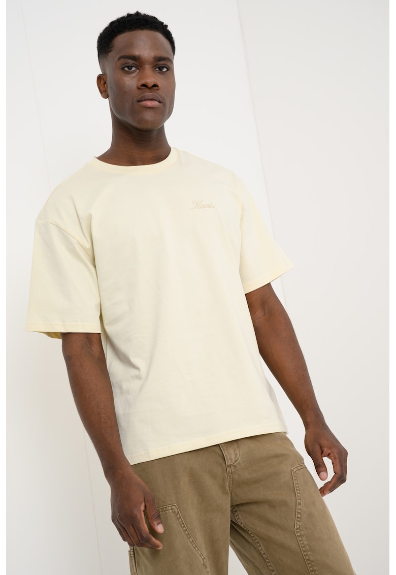 Tricou din bumbac cu imprimeu pe partea din spate - Bej deschis