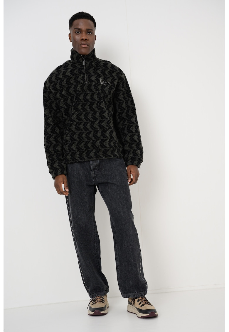 Bluza de trening din material teddy cu fermoar scurt