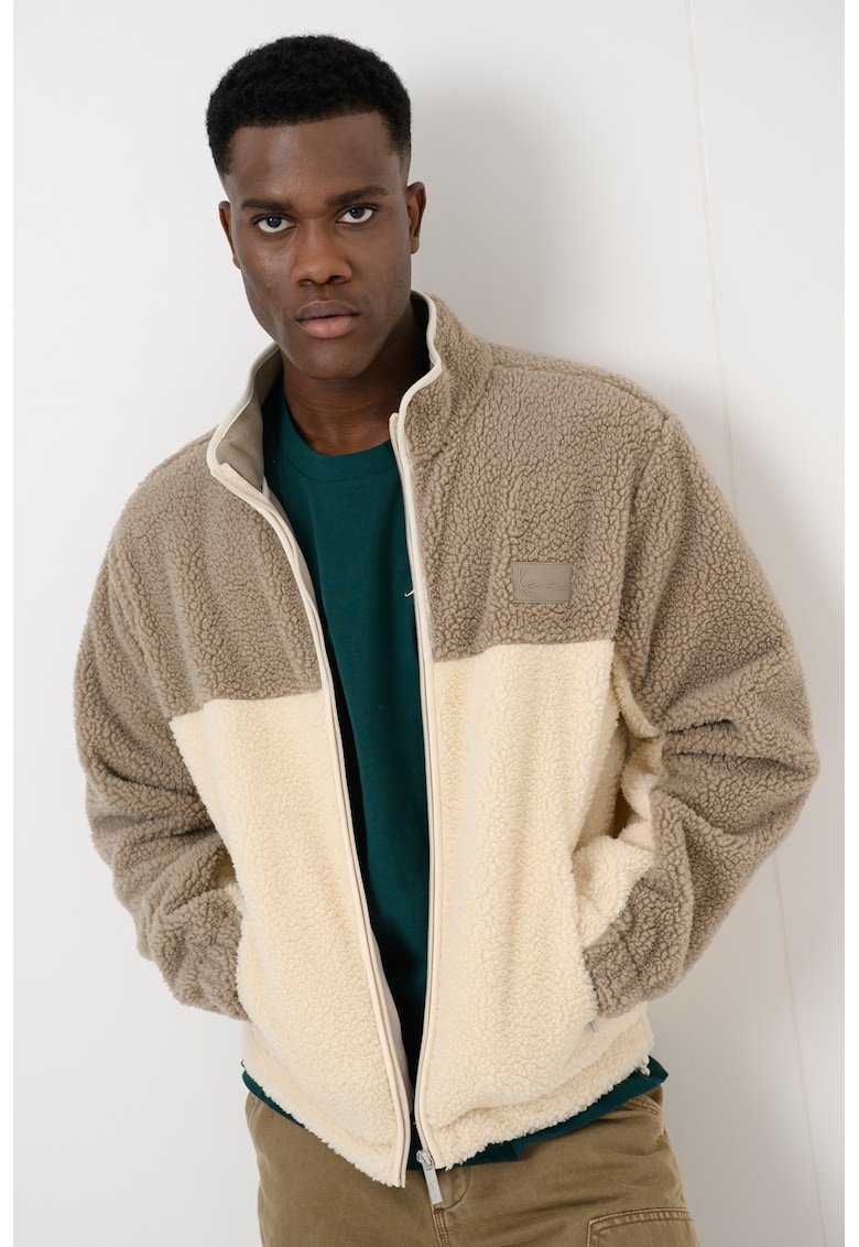 Jacheta din material teddy cu fermoar