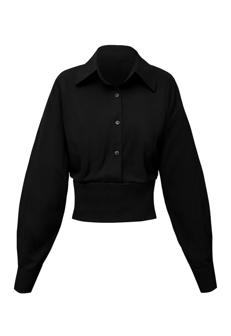 Camasa tip corset cu maneci lungi Obsidian - Negru