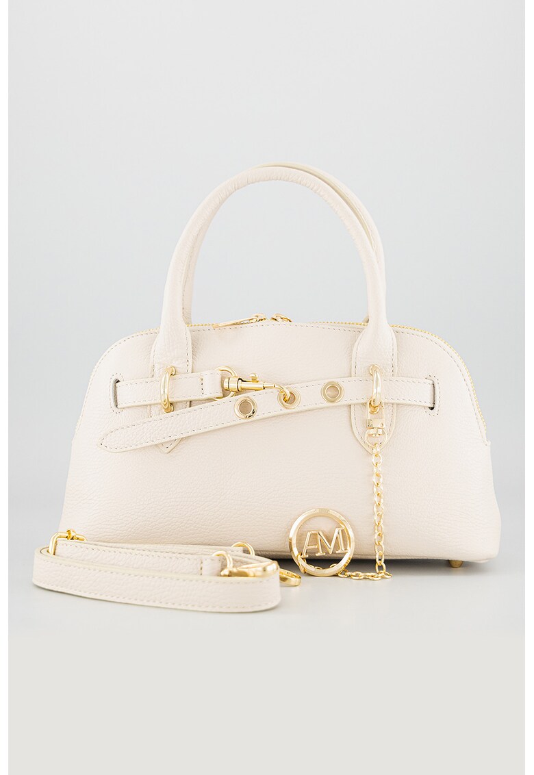 Geanta din piele cu bareta de umar si fermoar