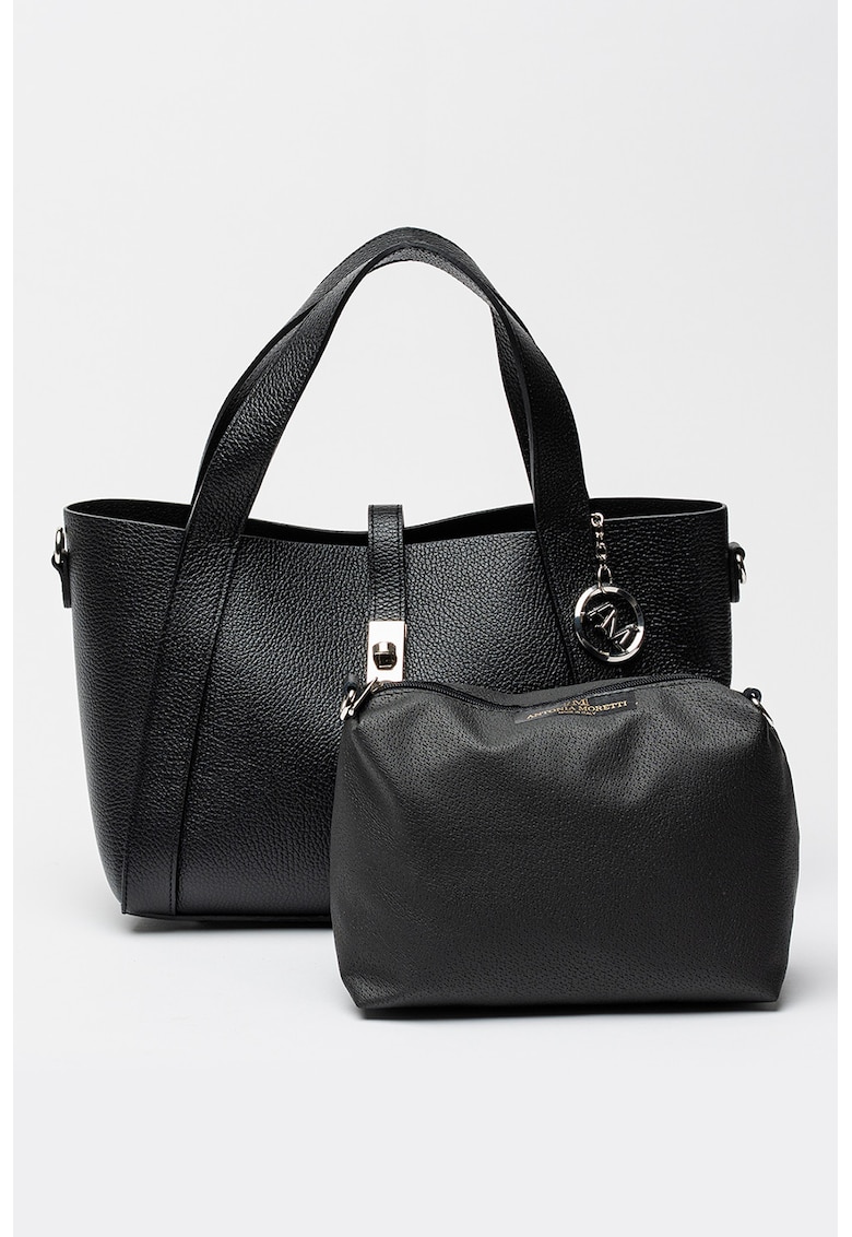 Geanta shopper din piele - Negru