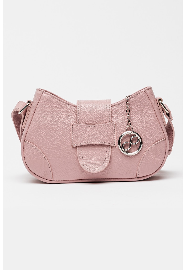 Geanta crossbody din piele cu inchidere cu clapa - Lila