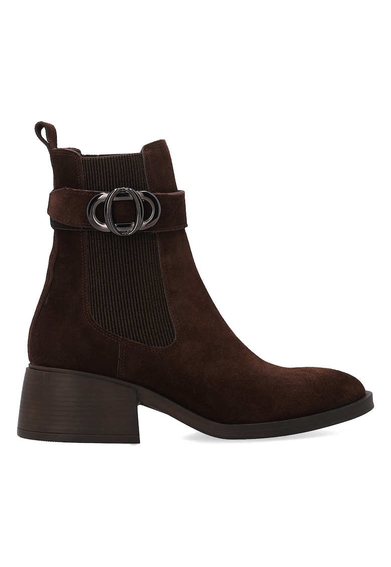 Botine din piele intoarsa cu o curea decorativa