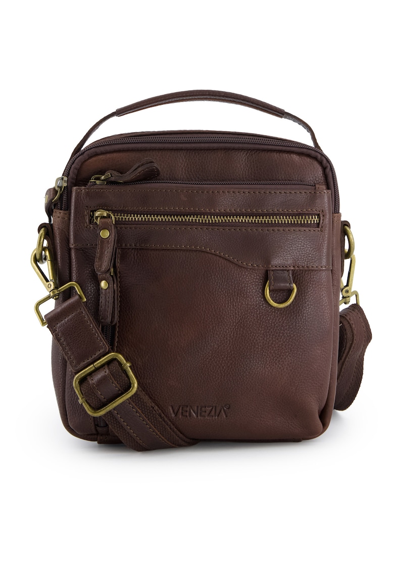 Geanta crossbody din piele cu buzunare multiple