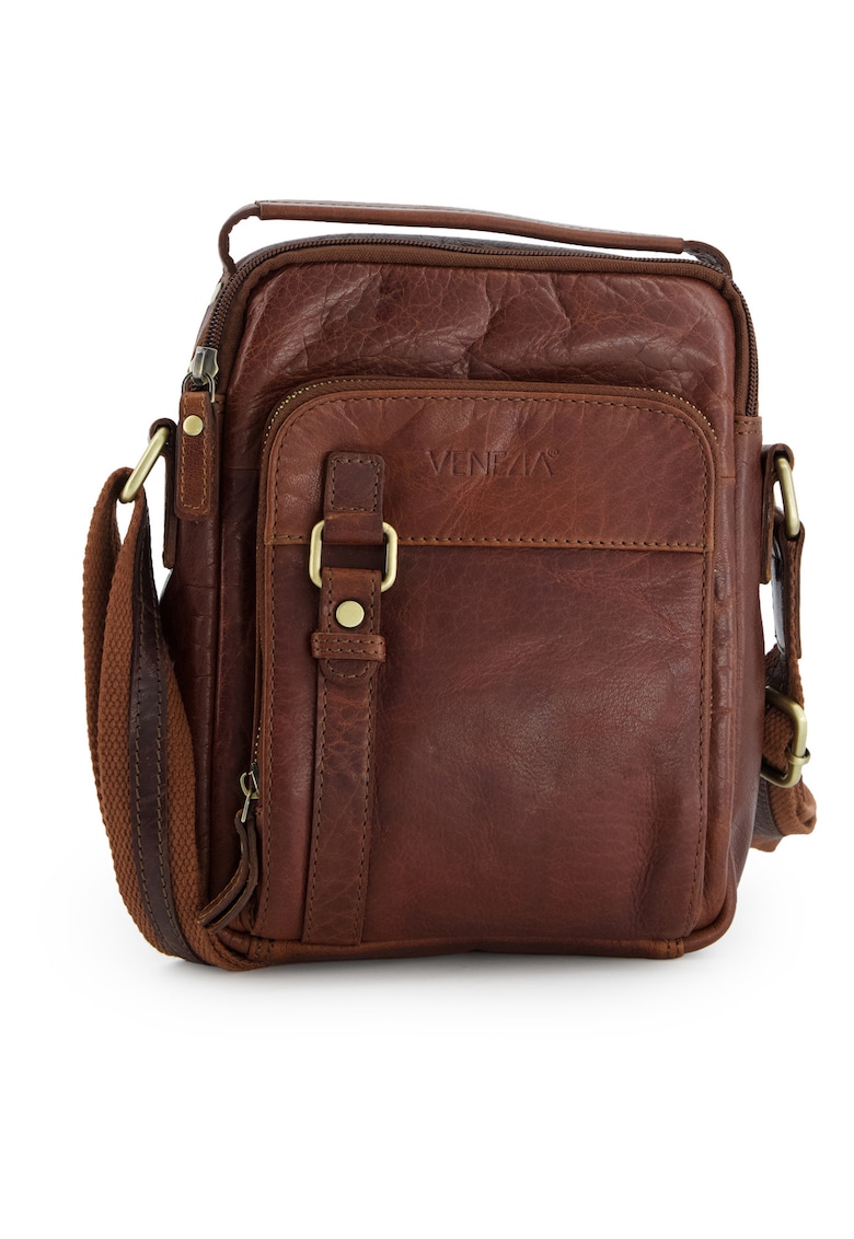 Geanta crossbody din piele cu buzunare multiple