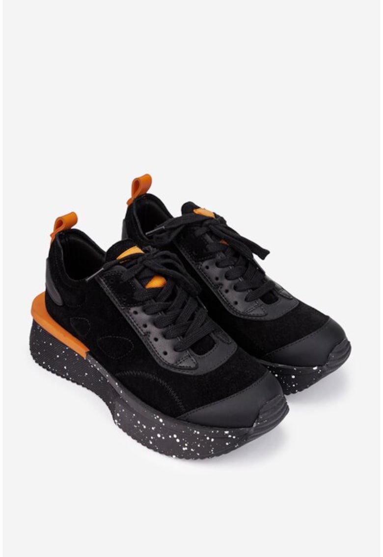 Pantofi dama din piele intoarsa-neagra