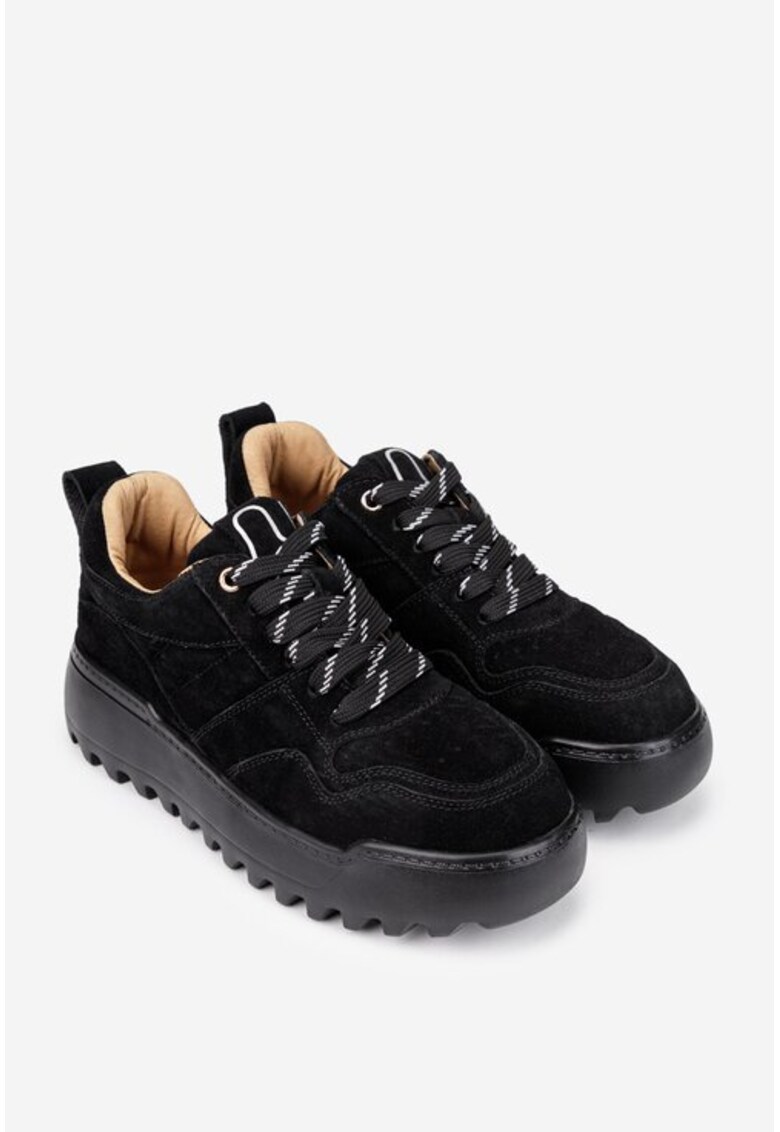 Pantofi dama din piele intoarsa neagra 41