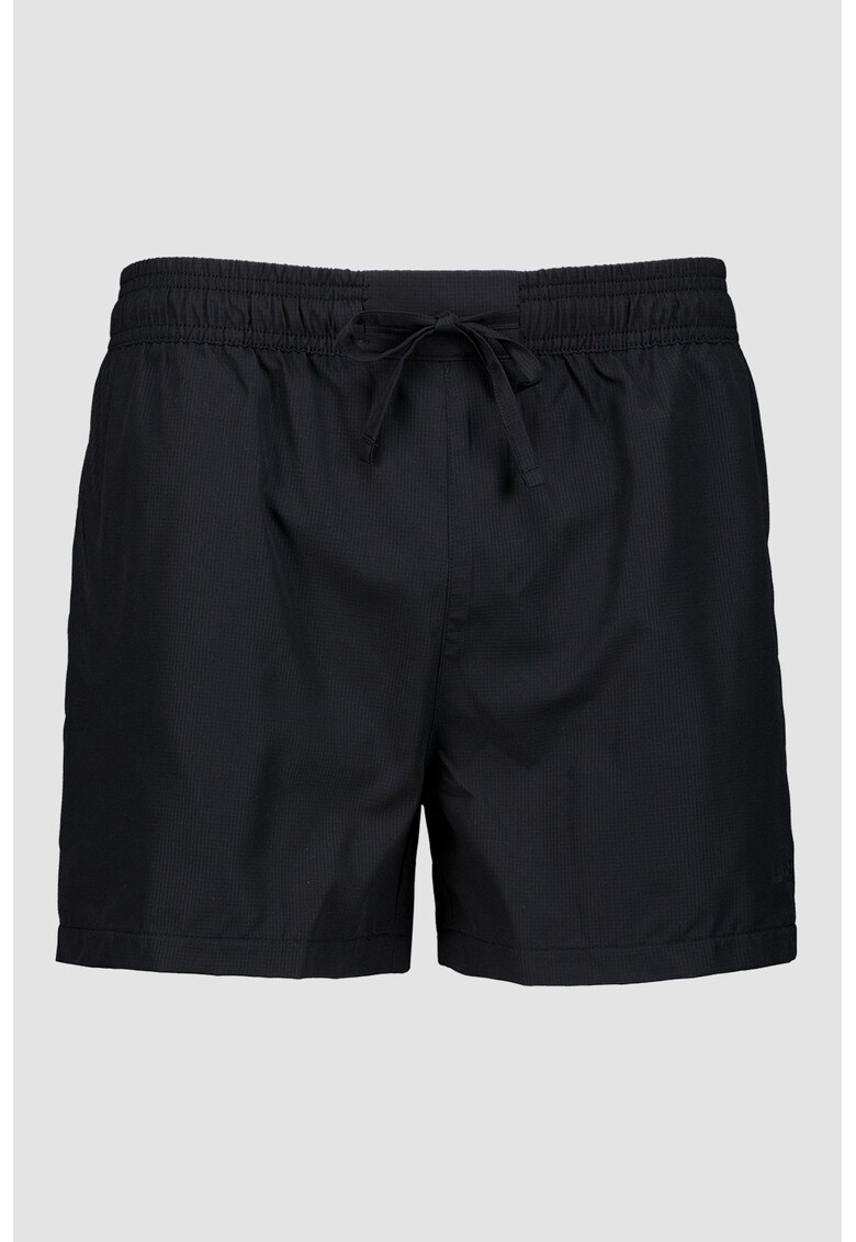 Pantaloni scurti de baie cu model uni si talie ajustabila - Negru