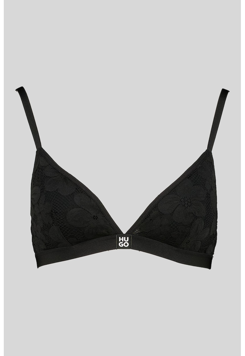Sutien de baie cu burete si model floral - Negru