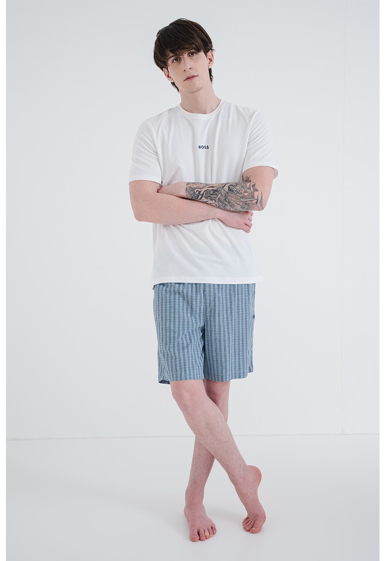 Pantaloni scurti de pijama cu imprimeu - Alb/Albastru