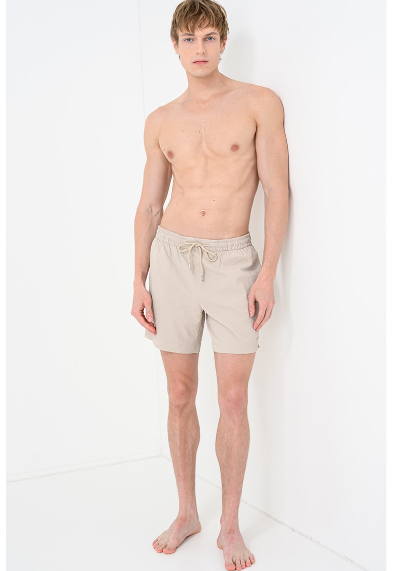 Pantaloni scurti de baie cu buzunare laterale - Maro taupe deschis