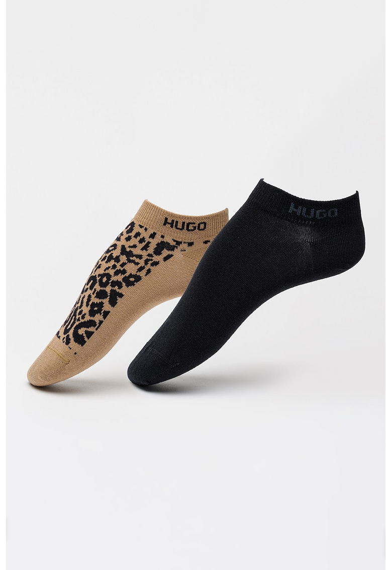 Set de sosete pana la glezna - cu model - 2 perechi - Negru/Maro