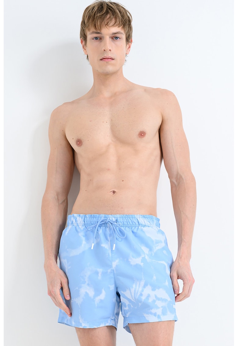 Pantaloni scurti de baie cu model tie-dye - Albastru pastel