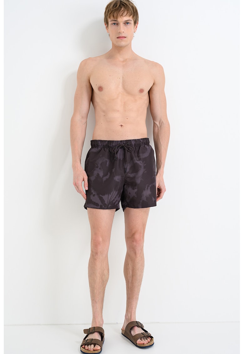 Pantaloni scurti de baie cu model tie-dye - Maro inchis