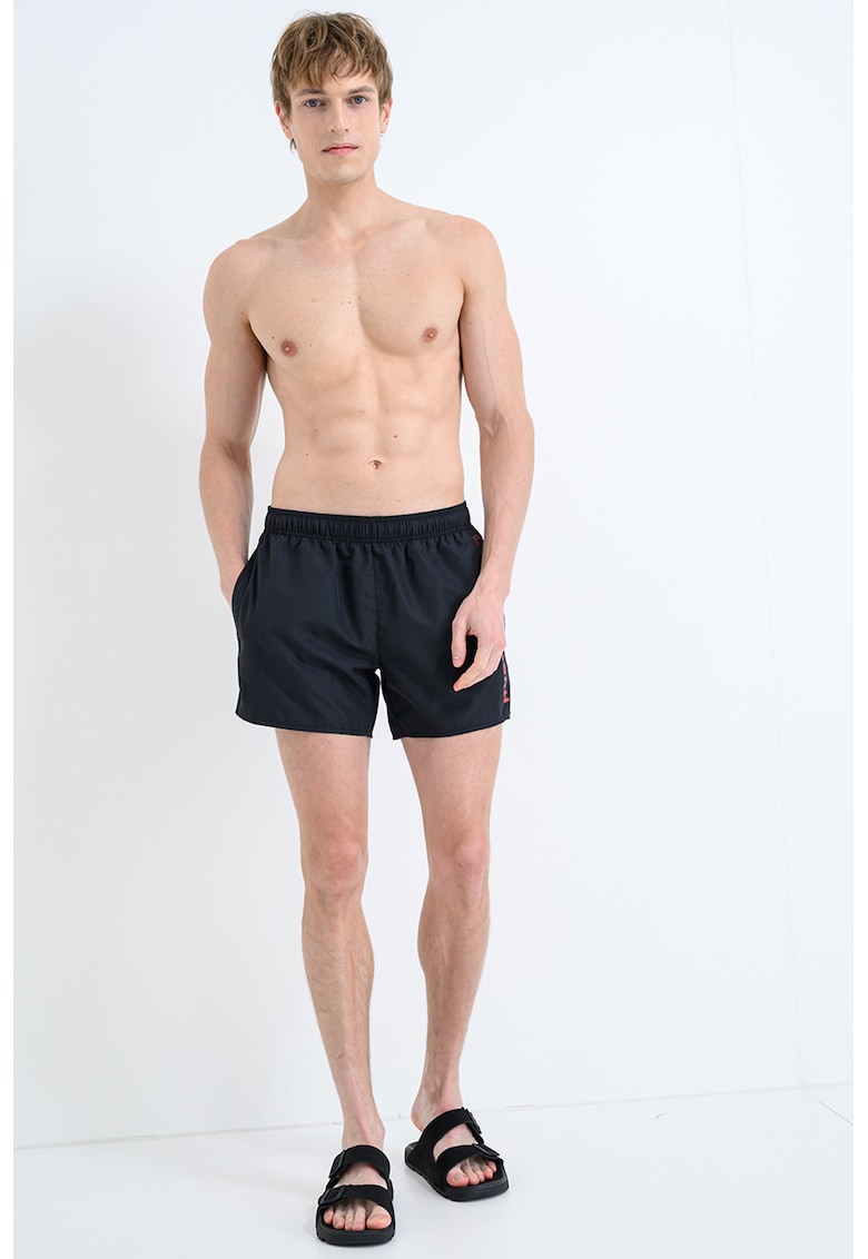 Pantaloni scurti de baie cu talie elastica - Negru