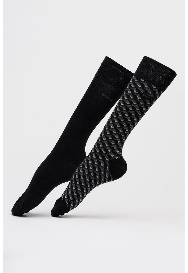 Set de sosete lungi din amestec de bumbac - 2 perechi - Gri/Negru