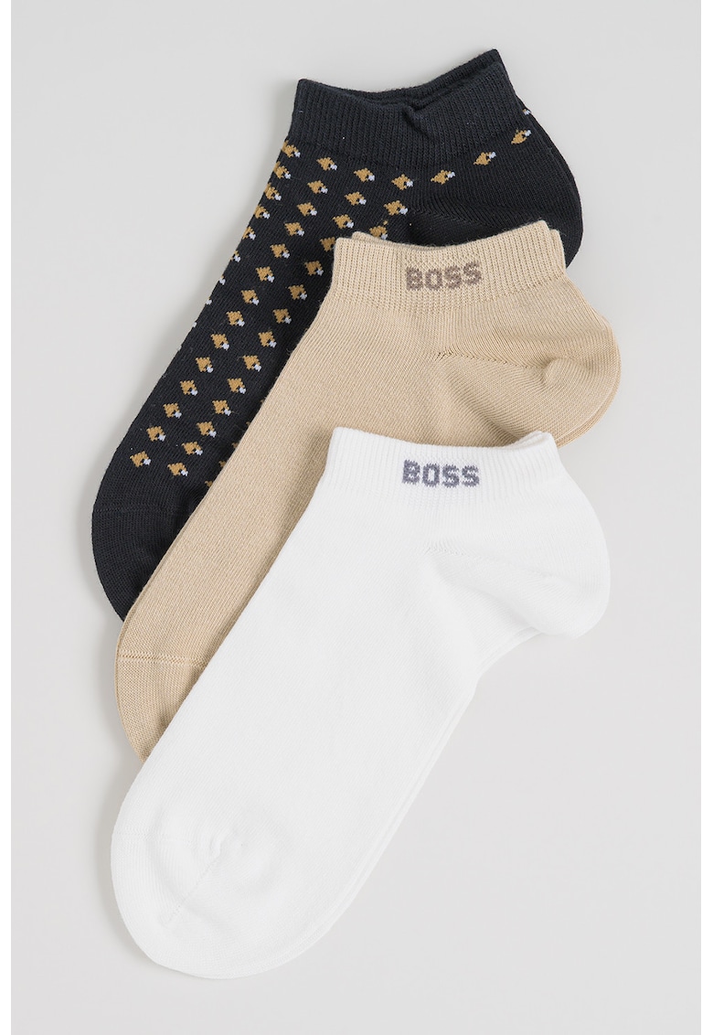 Set de sosete scurte - Alb/Negru/Bej inchis