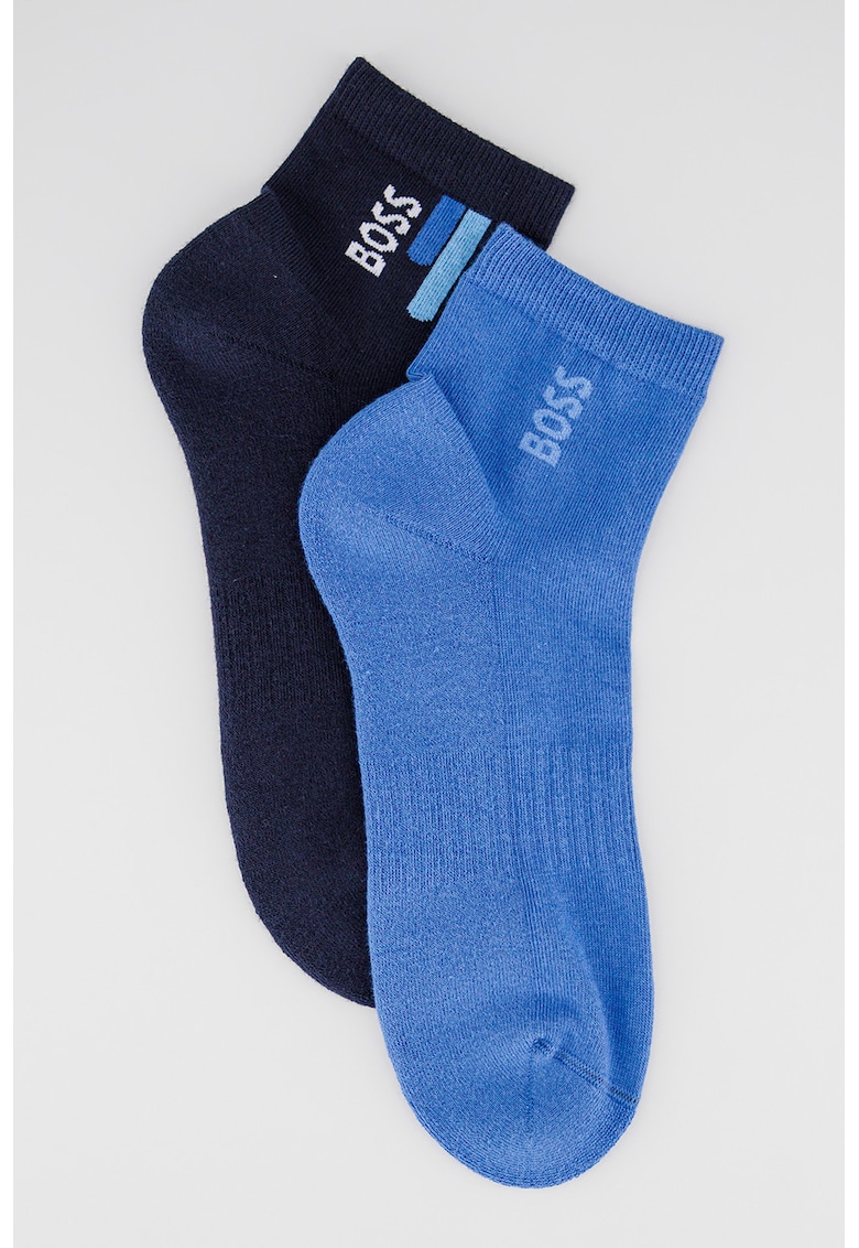 Set de sosete scurte cu imprimeu logo - 2 perechi - Bleumarin