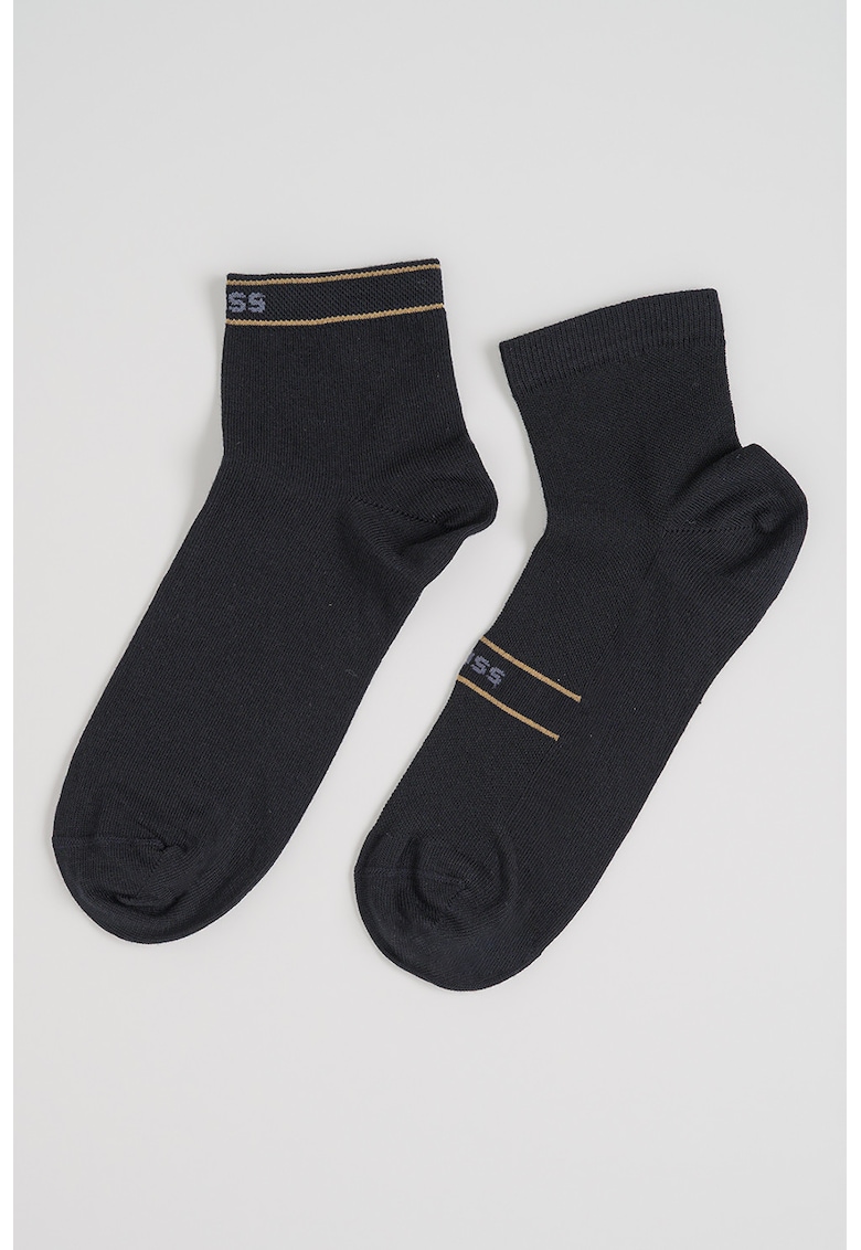 Set de sosete scurte cu imprimeu logo - 2 perechi - Negru/Maro