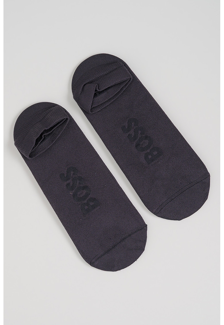 Set de sosete pana la glezna - cu imprimeu logo - 2 perechi - Negru