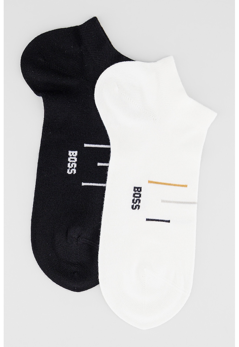 Set de sosete pana la glezna - cu logo - 2 perechi - Alb/Negru