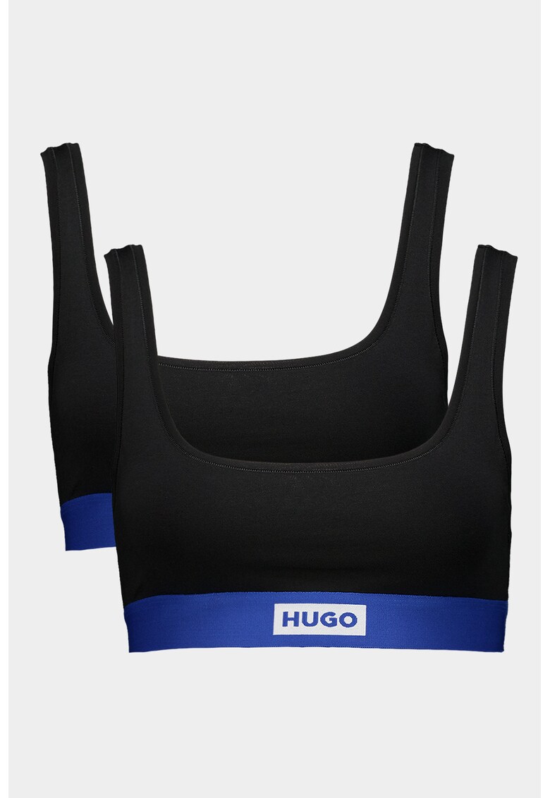 Set de bustiere din amestec de bumbac - 2 piese - Albastru/Negru