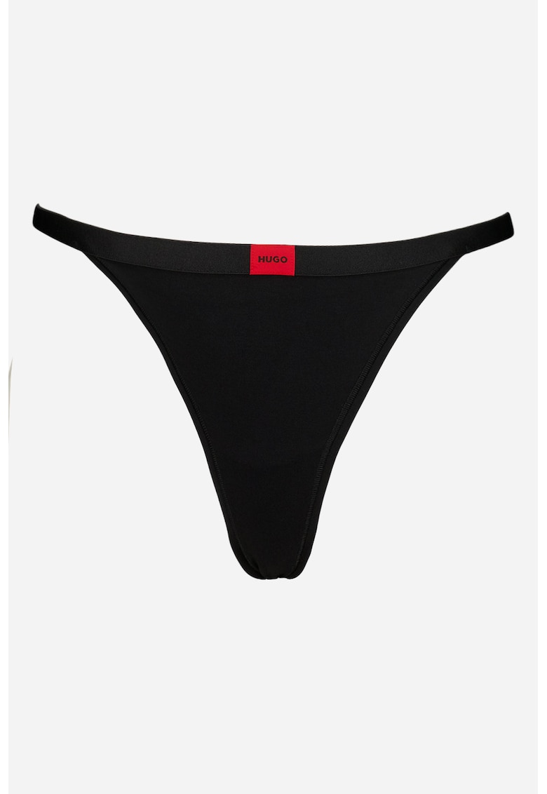 Chiloti tanga din amestec de bumbac - Negru