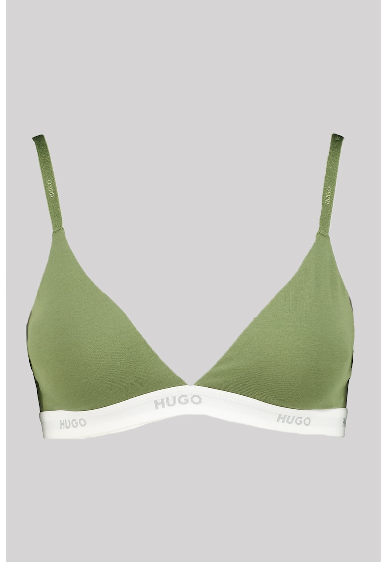 Sutien cu cupe triunghiulare si banda logo - Verde feriga