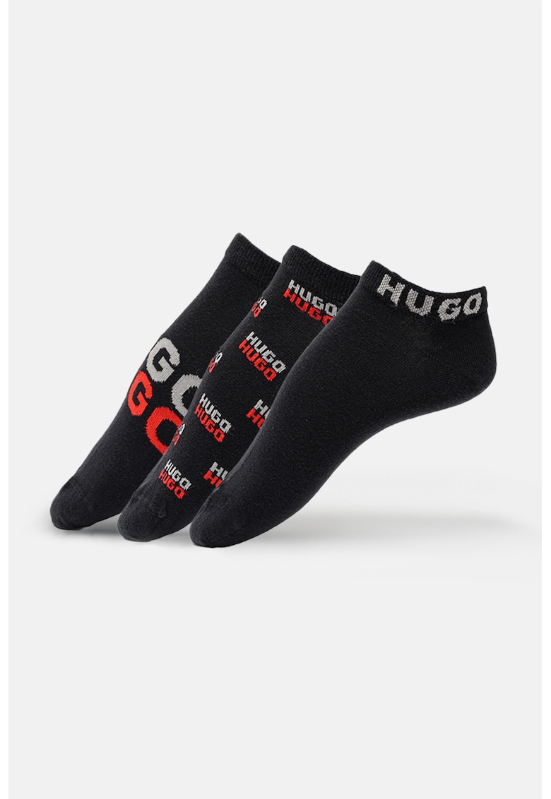 Set de sosete pana la glezna din amestec de bumbac - 3 perechi - Negru